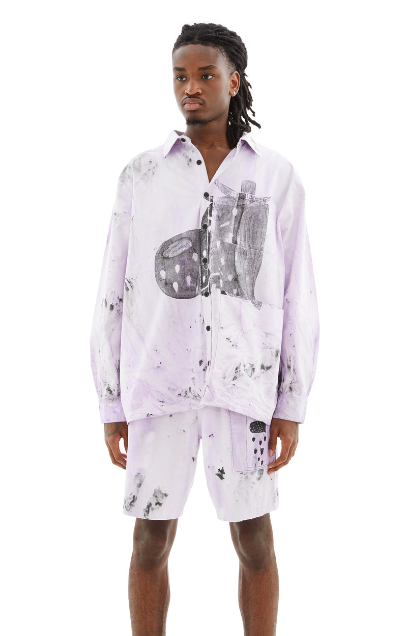 Snoppy Berry Button L/S Shirt (Dirty Lavender)