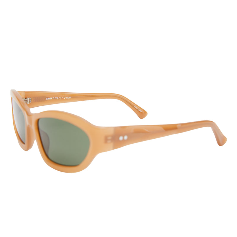 x Linda Farrow Rectangle Sunglasses (Dark Camel/Silver/Green)