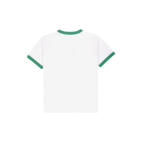 Serif Logo Ringer T-Shirt (White/Verde)