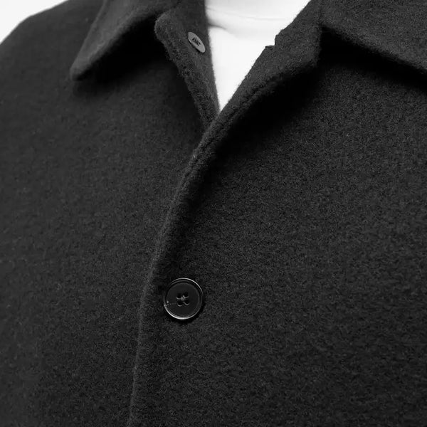 Button-Up Wool Shirt Jacket (Black)