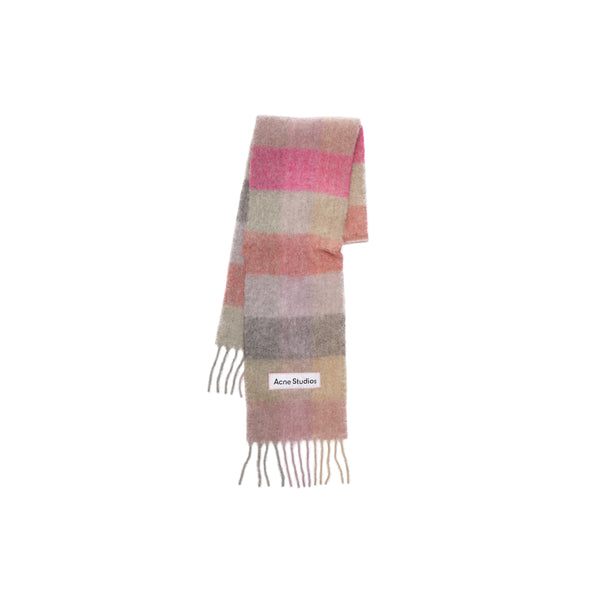 Mohair Checked Scarf (Fuchsia/Lilac/Pink)