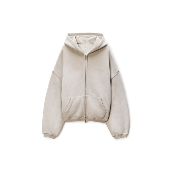 Zip up Hoodie W/ Allover Hotfix (Washed Khaki)