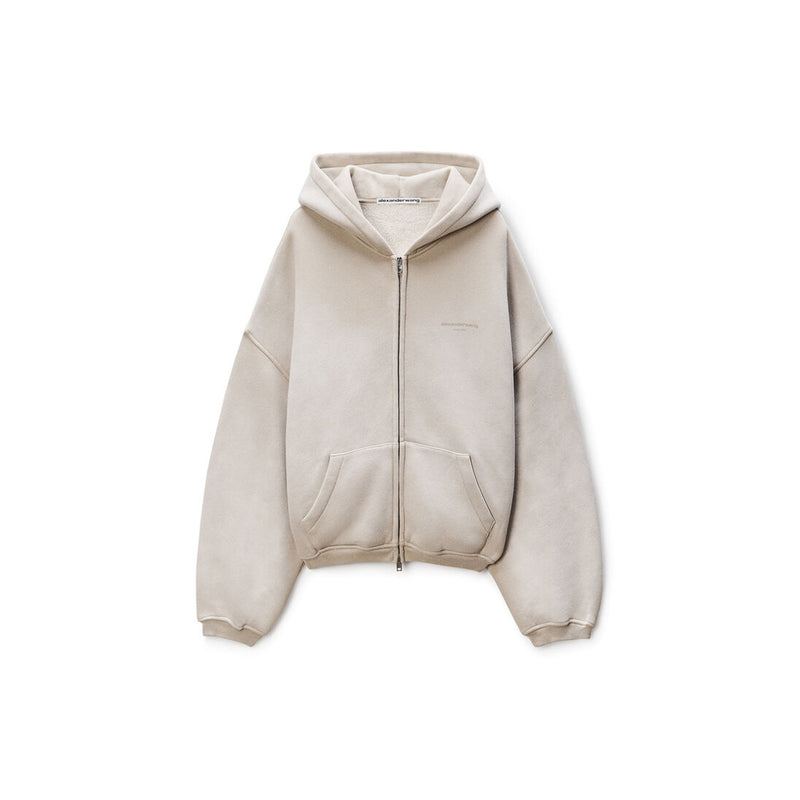 Zip up Hoodie W/ Allover Hotfix (Washed Khaki)