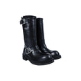 Sarith Engineer Biker Boots With Buckles (Black)