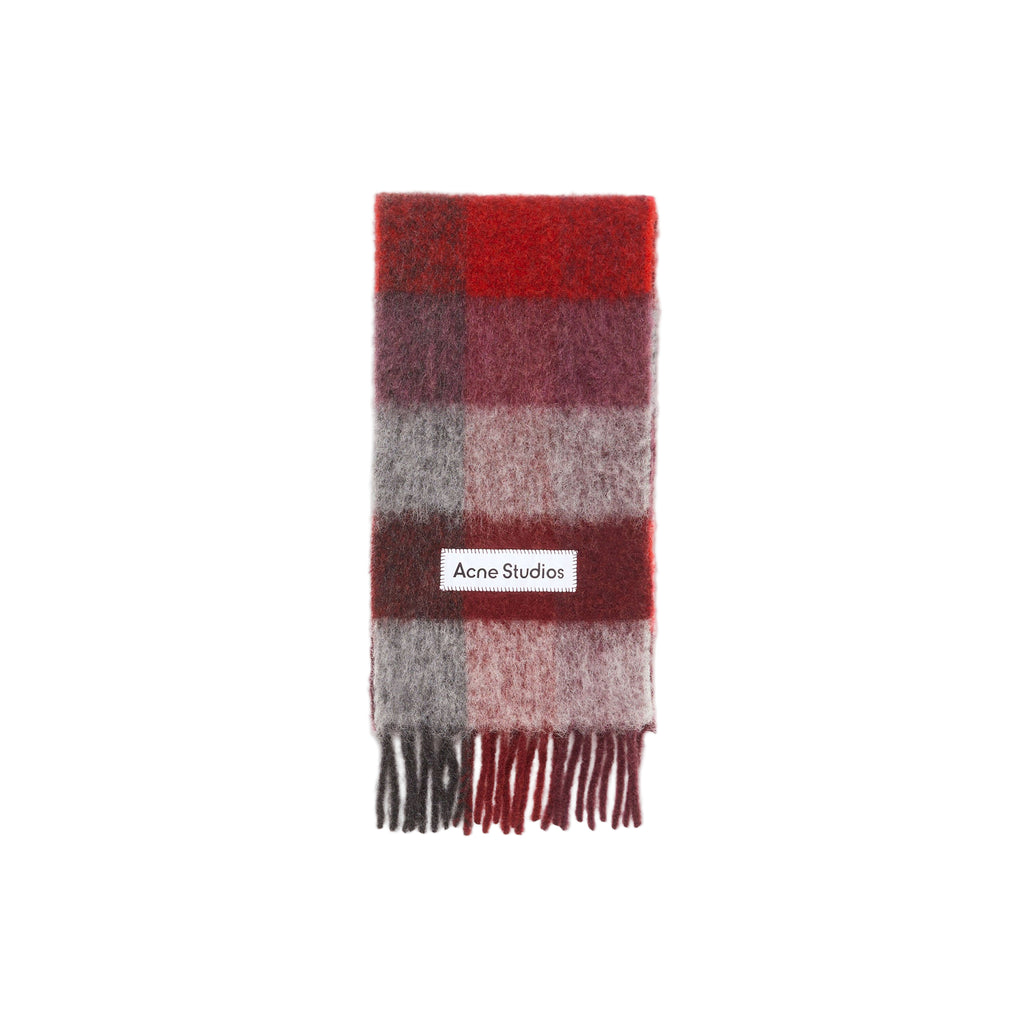 Mohair Checked Scarf (Red/Black)