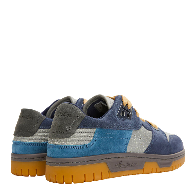 Fuzzy Low Top Sneakers (Grey/Blue)