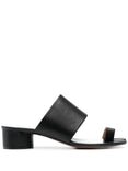 Black Leather Tabi Heeled Sandals