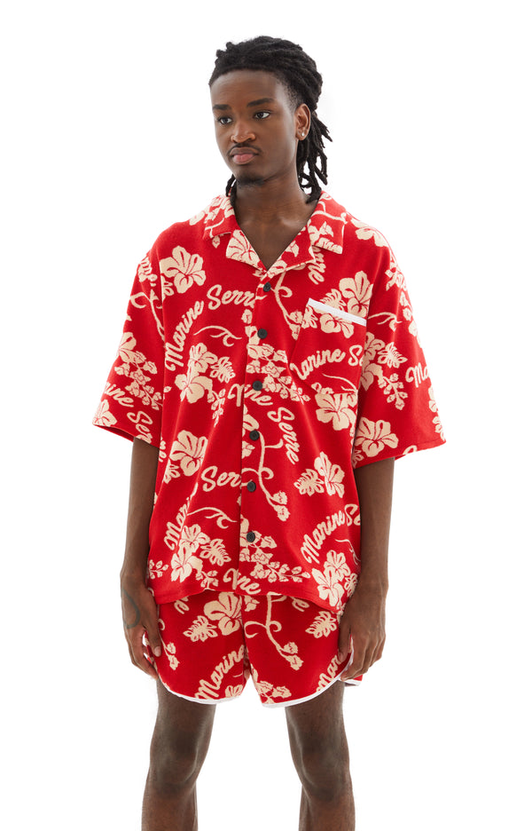 Jersey Jacquard Towels Bowling S/S Shirt (Red)