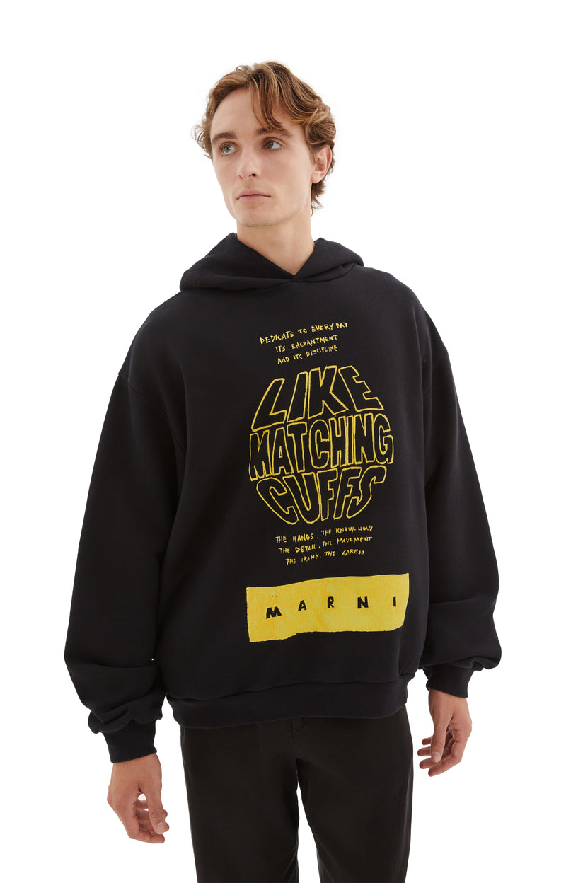 Printed Black & Yellow Hoodie (Black)