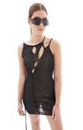 Knit Strappy Mini Dress (Black)