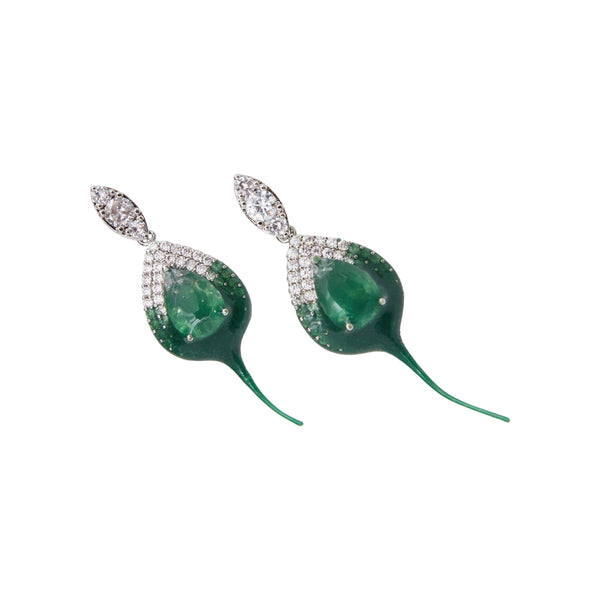 Diamond Dip Earrings (Green)