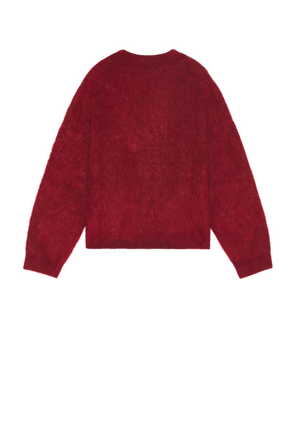 Brushed Mohair V-neck Sweater (Red)