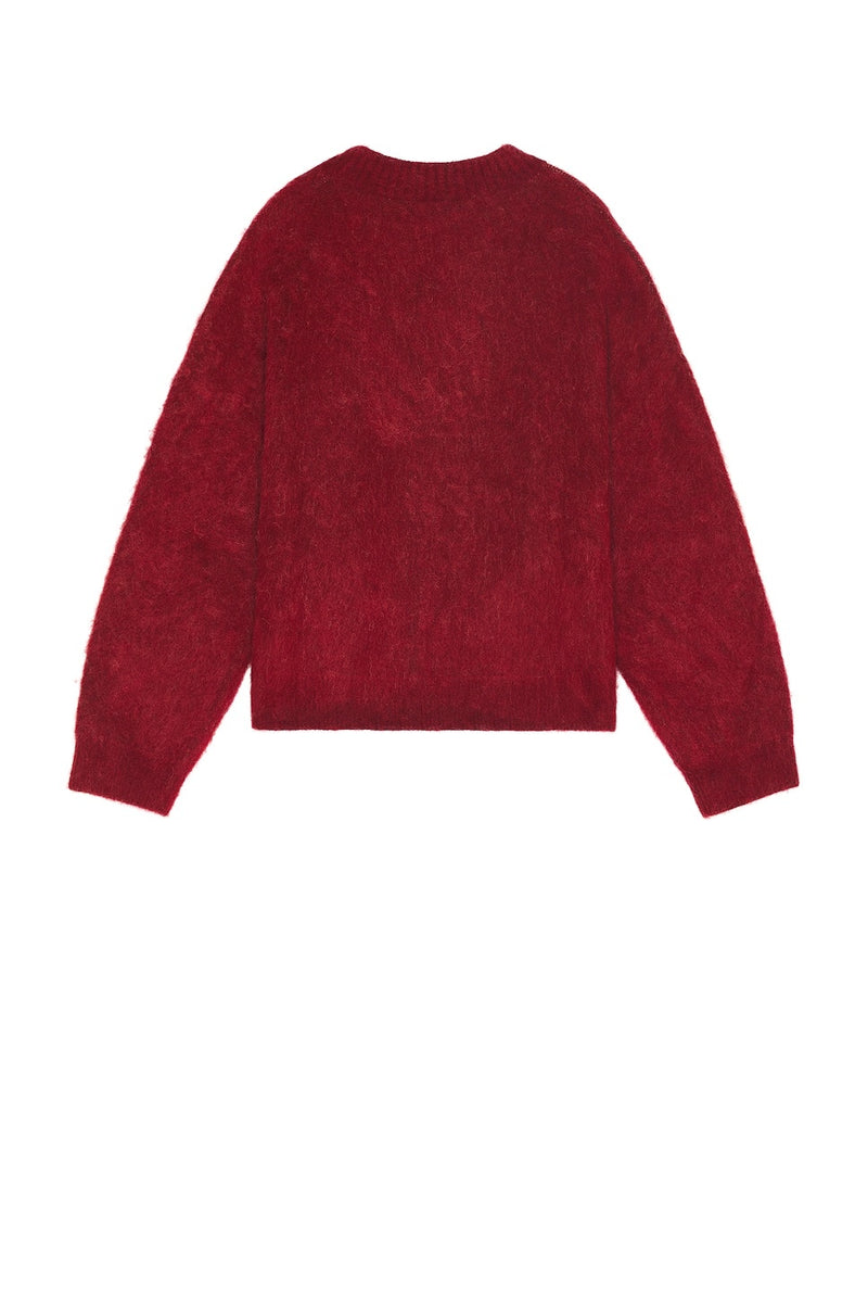 Brushed Mohair V-neck Sweater (Red)