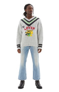 Hurt Lover Varsity V-Neck Sweater (Grey)