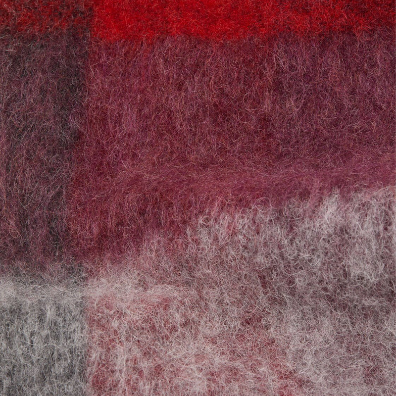 Mohair Checked Scarf (Red/Black)