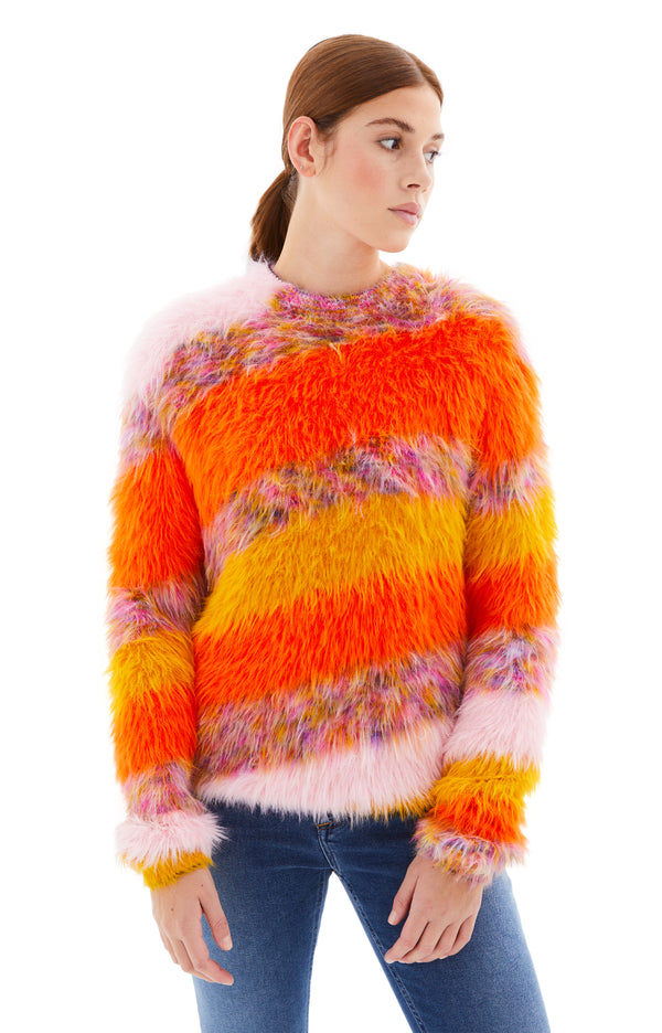 Mohair Multicolor Sweater (Orange/Multicolor)