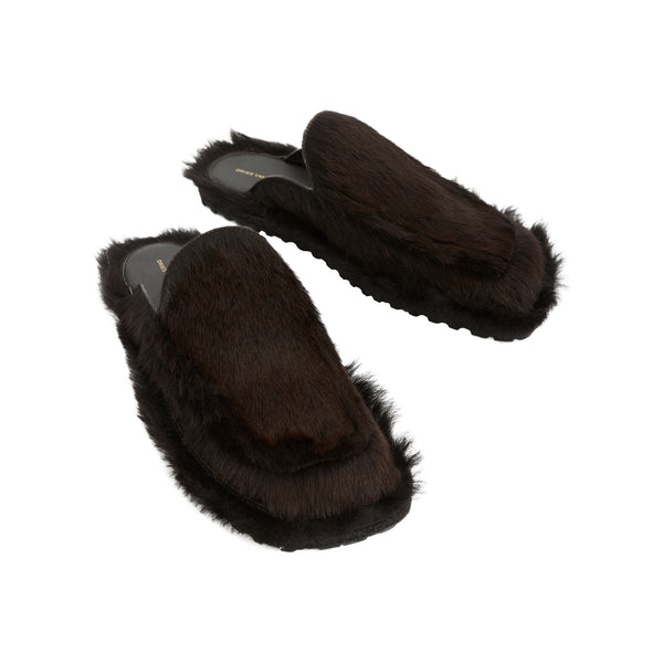 Fur Slides (Dark Brown)