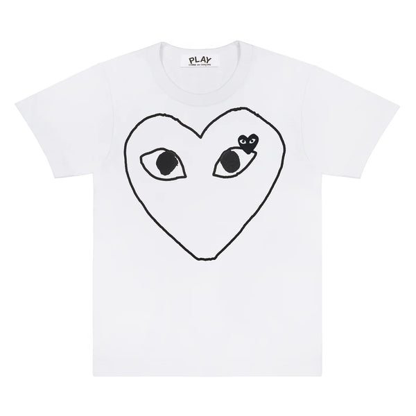 Play Womens Heart Outline T-Shirt (White)
