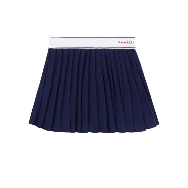 Serif Logo Pleated Skirt (Navy/White/Bright Red)