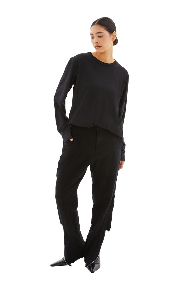 Wool Pants With Zipper (Black)