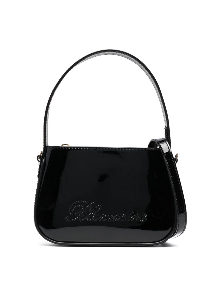 Patent Leather Bag with Rhinestone Logo