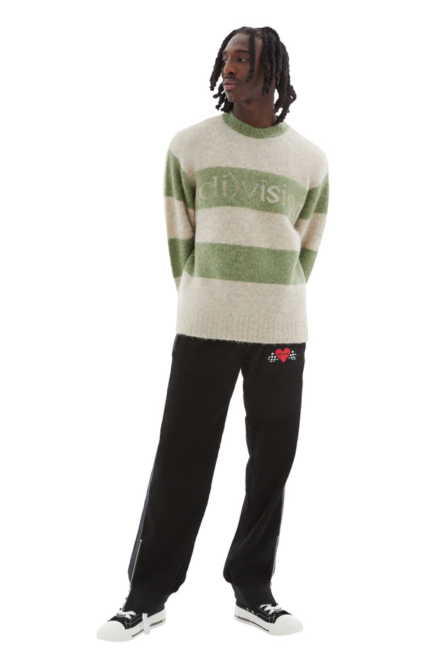 Striped Logo Knit Sweater (Green/White)