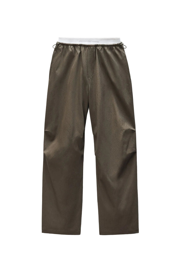 Mid-Rise Logo Elastic Pants W/ Articulated Knee (Army Green)