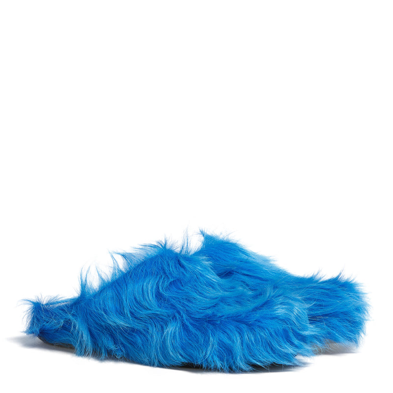 Women's Fur Sabot Shoes (Royal Blue)