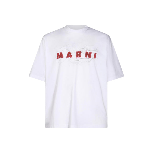 T-shirt With Crinkled Marni Logo (LilyWhite)