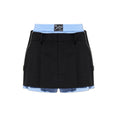 Pre-Styled Pleated Skort W/ Zipper Details (Black/Oxford Blue)