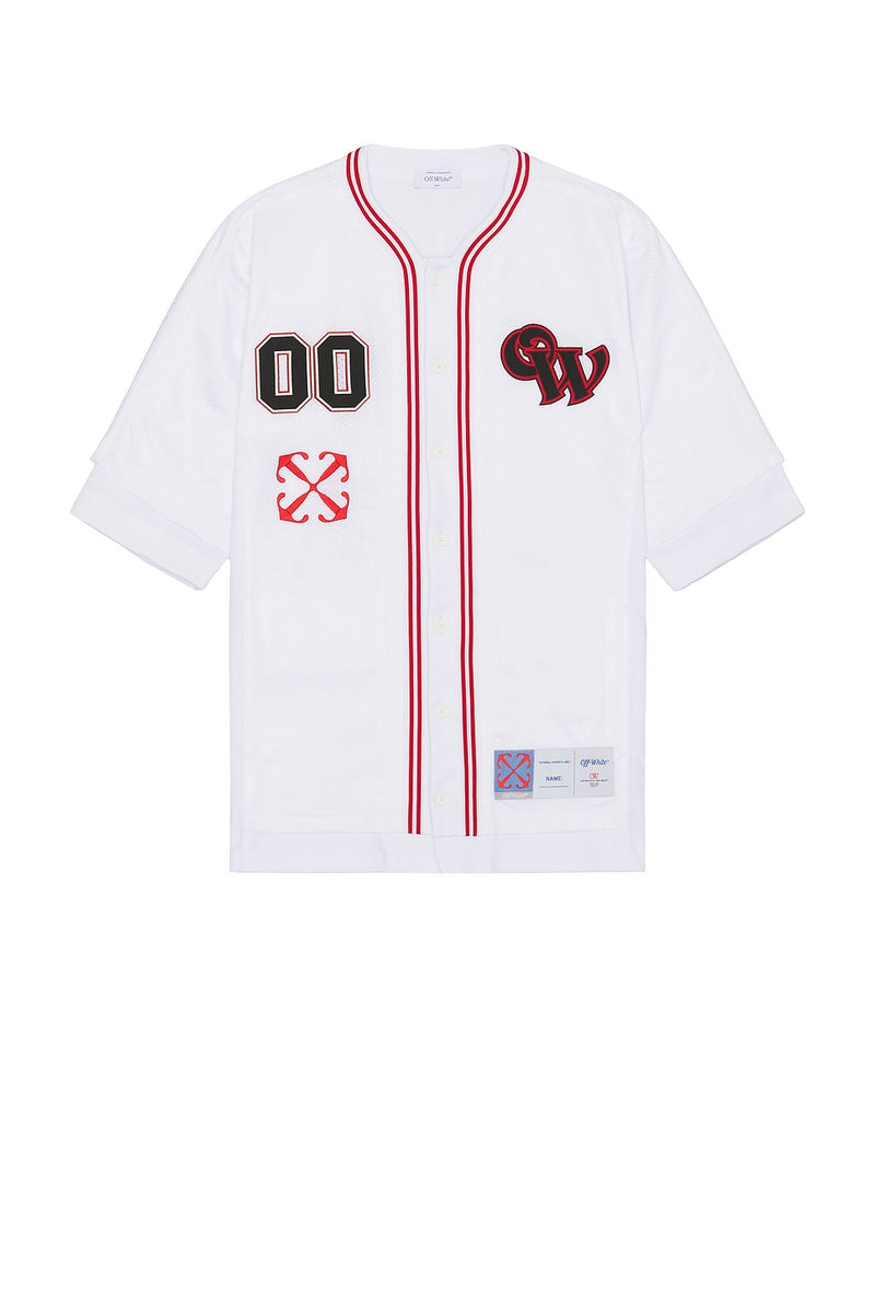 Gothic Logo Hybr Baseball Shirt (White/Red)