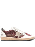 Women's Ballstar Glitter Upper Nappa Toe Sneakers (Bordeaux/White/Ice/Black)