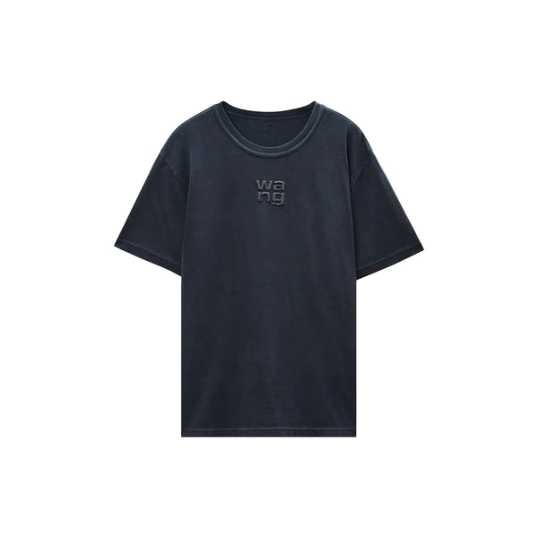 Short Sleeve Tee W/ Hotfix Logo (Washed BlacK)