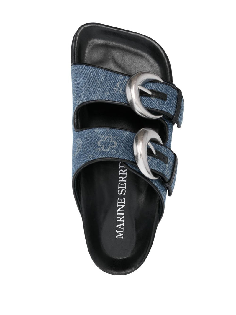 Regenerated Denim Monogram Sandal (Medium Dark Blue/Print)