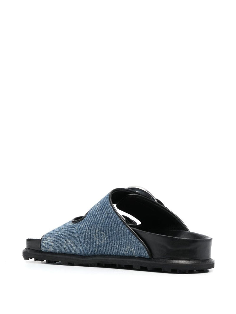 Regenerated Denim Monogram Sandal (Medium Dark Blue/Print)