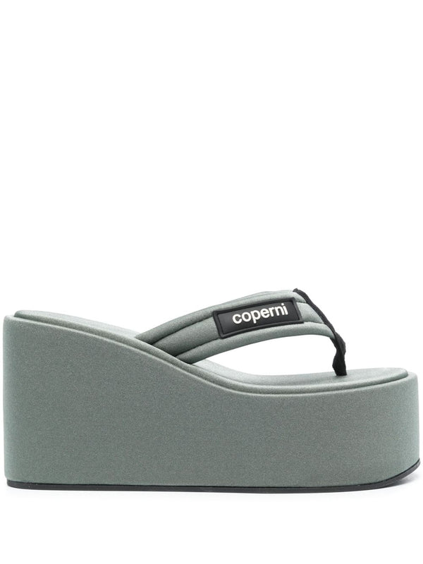 Branded Wedge Sandal (Sage Green)