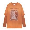 Layered Print T-shirt (Rust red)