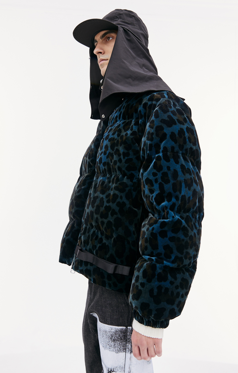 Trace Velvet Puffer Jacket (Leopard)