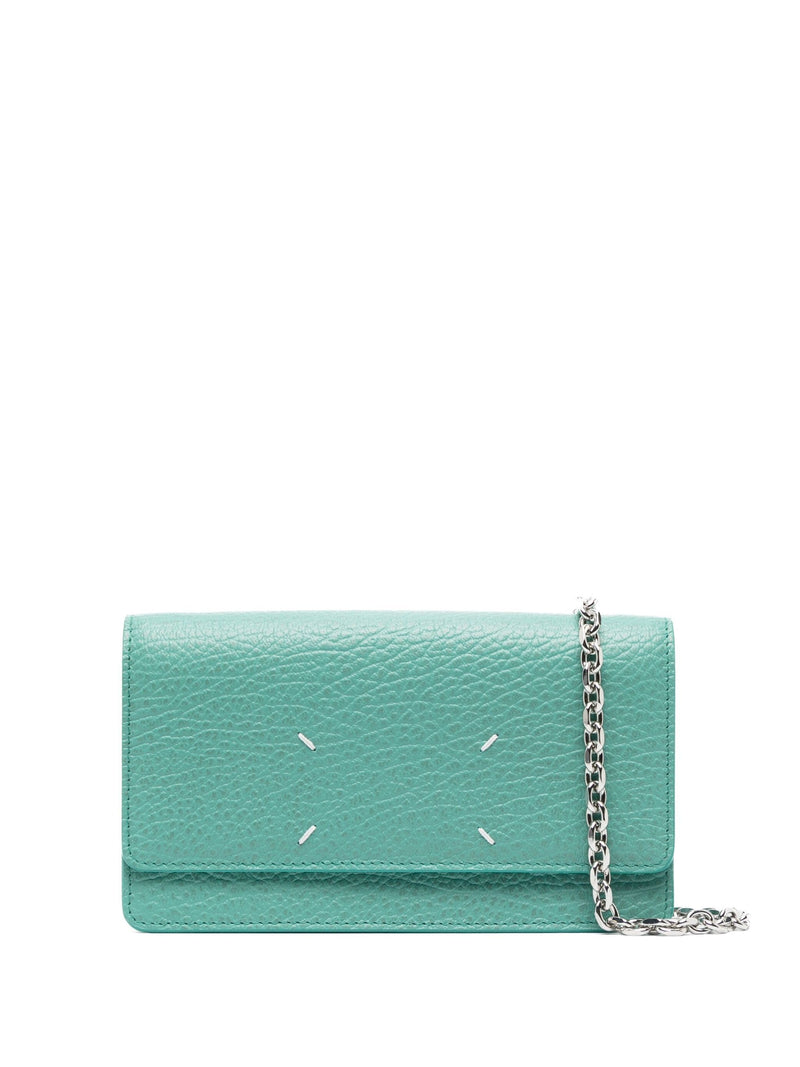 Four Stitches Leather Wallet on Chain (Green)