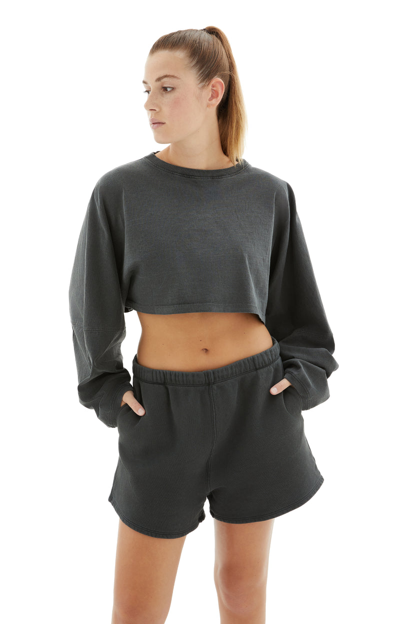 Slouchy Crop Long Sleeve (Green)