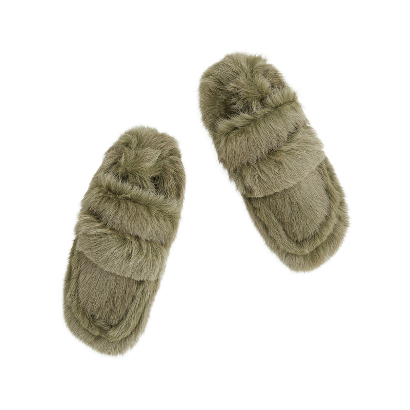 Fur Padded Loafer Shoes (Khaki)