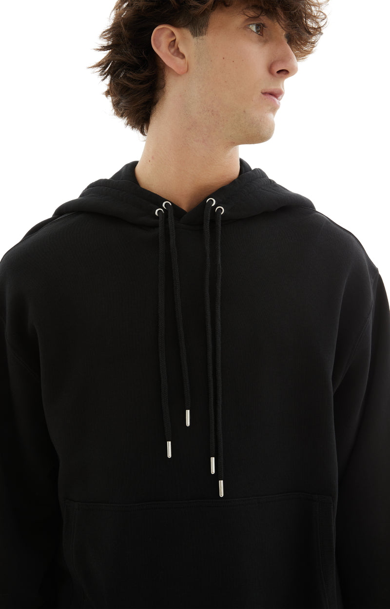 Haxel Twin Drawstring Cotton Hoodie (Black)