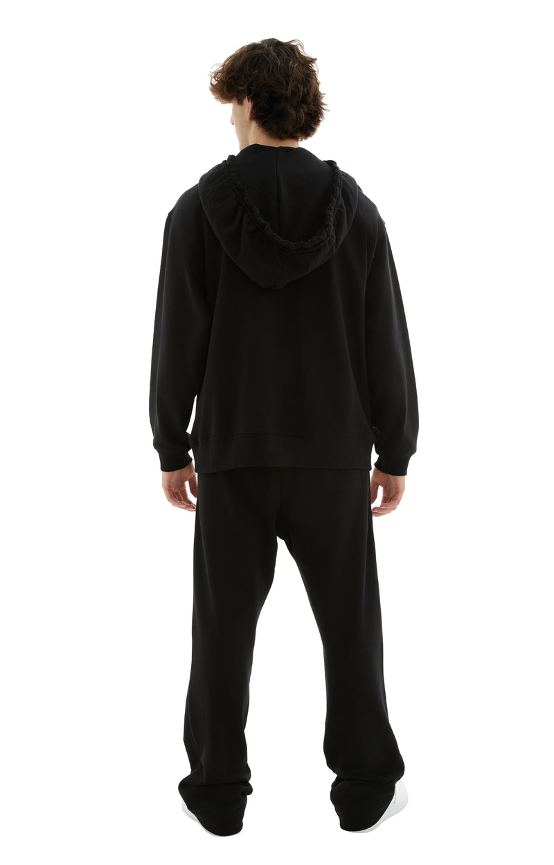 Haxel Twin Drawstring Cotton Hoodie (Black)