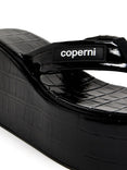 Croco Branded Wedge Sandal (Black)