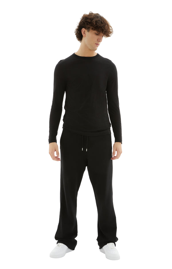 Habbot Semi-Sheer Long Sleeve T-shirt (Black)