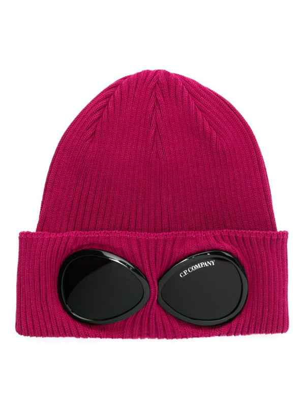 Goggles-Detail Ribbed Beanie (Red Bud)