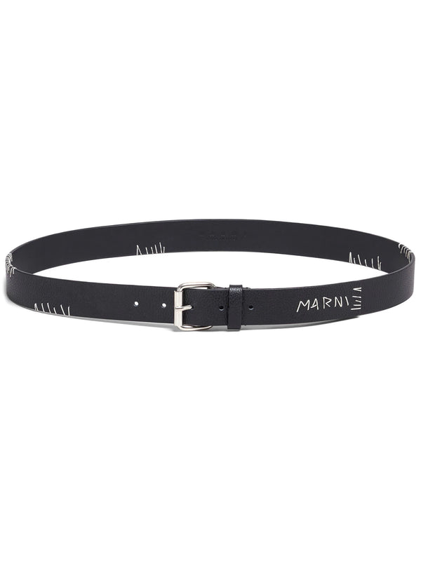 Leather Belt w/Marni Patches (Black)