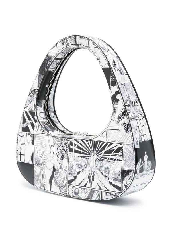 Comic Print Baguette Swipe Bag (Black/White)