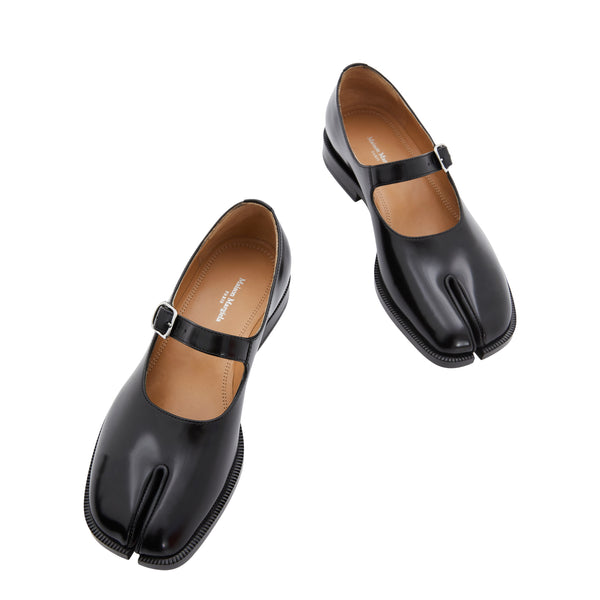 Leather Tabi Mary Jane Loafers (Black)