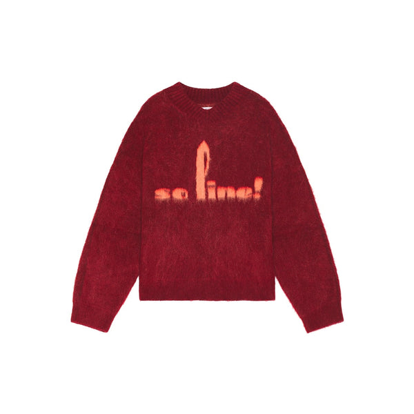 Brushed Mohair V-neck Sweater (Red)